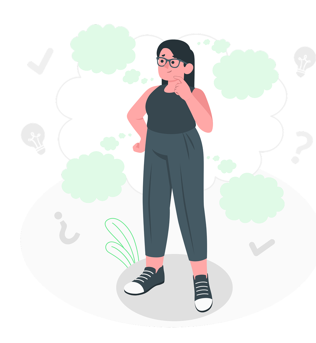 Ilustración persona con dudas